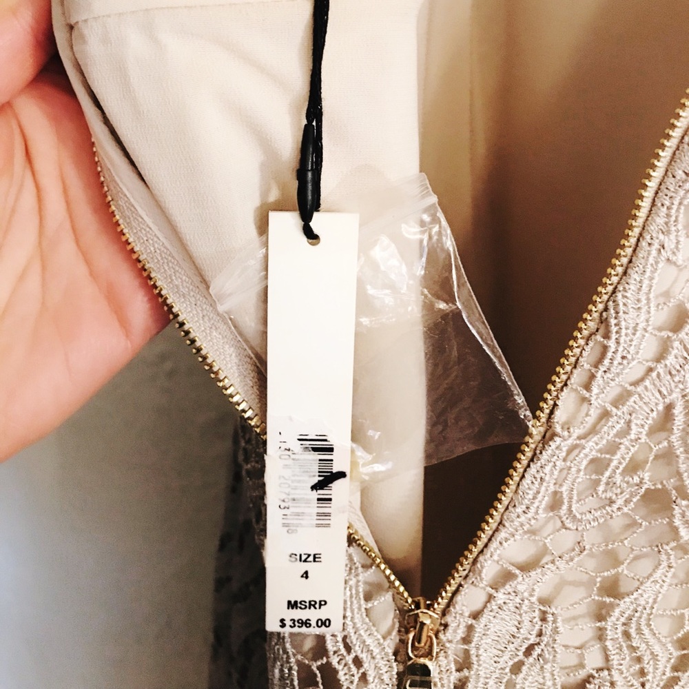 Alice + Olivia Grey Metallic Lace Sheath Dress - Picture 8 of 8